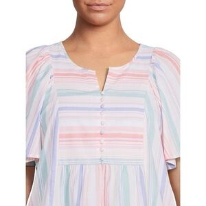 Terra & Sky (14w) Pastel Striped Ruffle Top